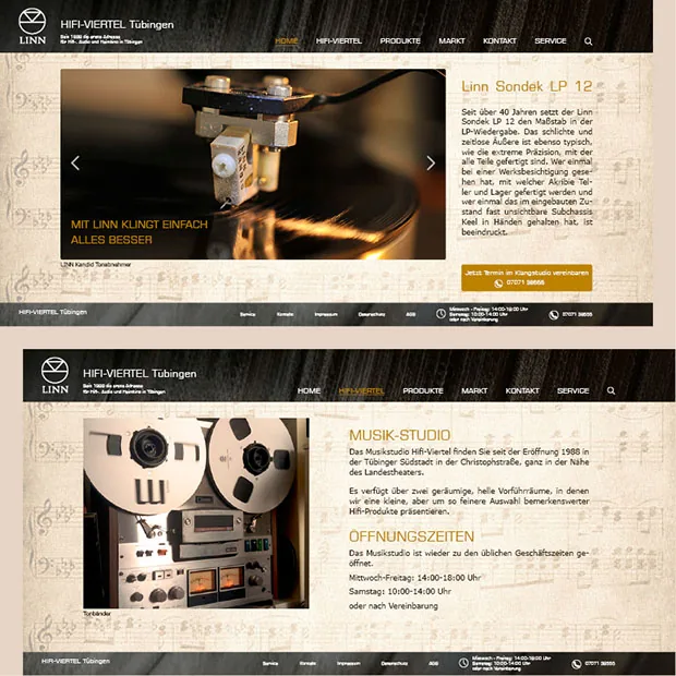 Homepage-Entwurf für einen Elektrofachmarkt